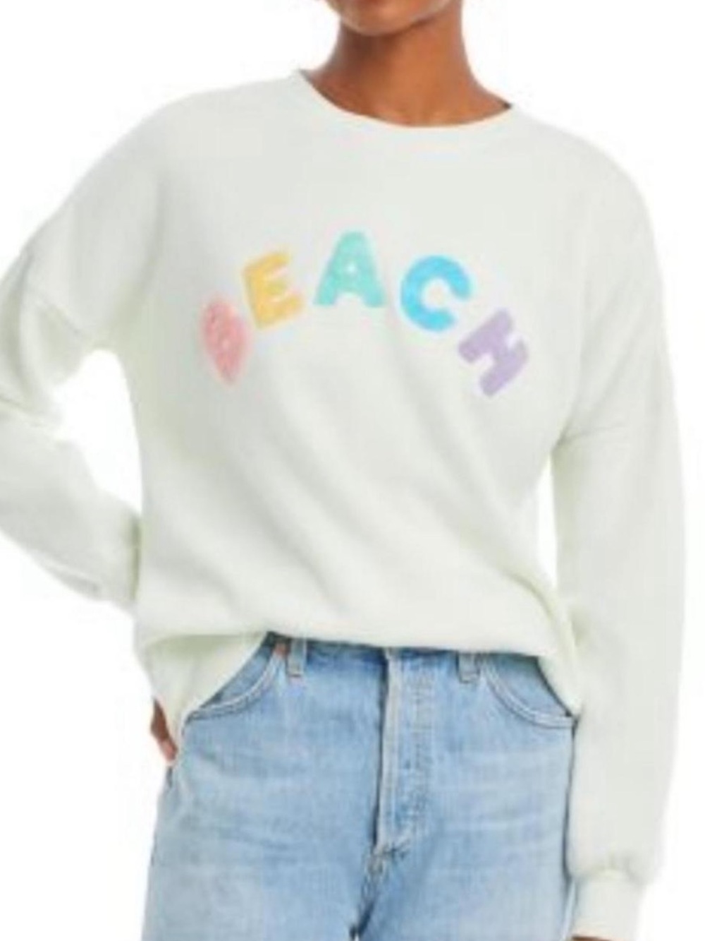 Beach Graphic Crewneck Sweater - White
